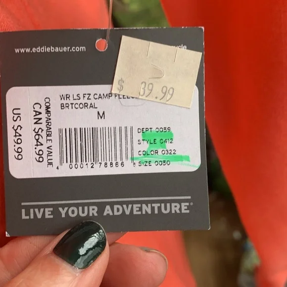 Eddie Bauer zip front hoodie sweatshirt. - Picture 6 of 6